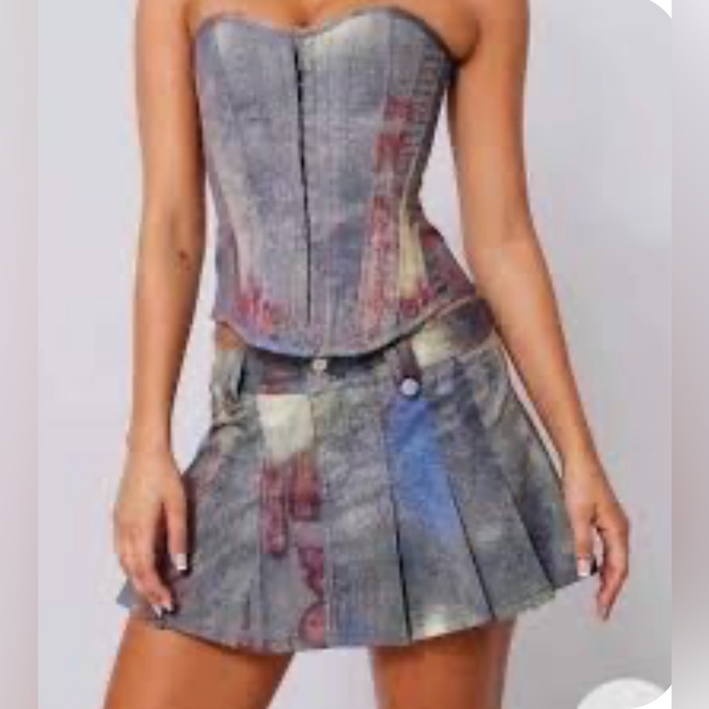 Tiger Mist Milly Pleated Mini Graphic Print Size XXS NWT